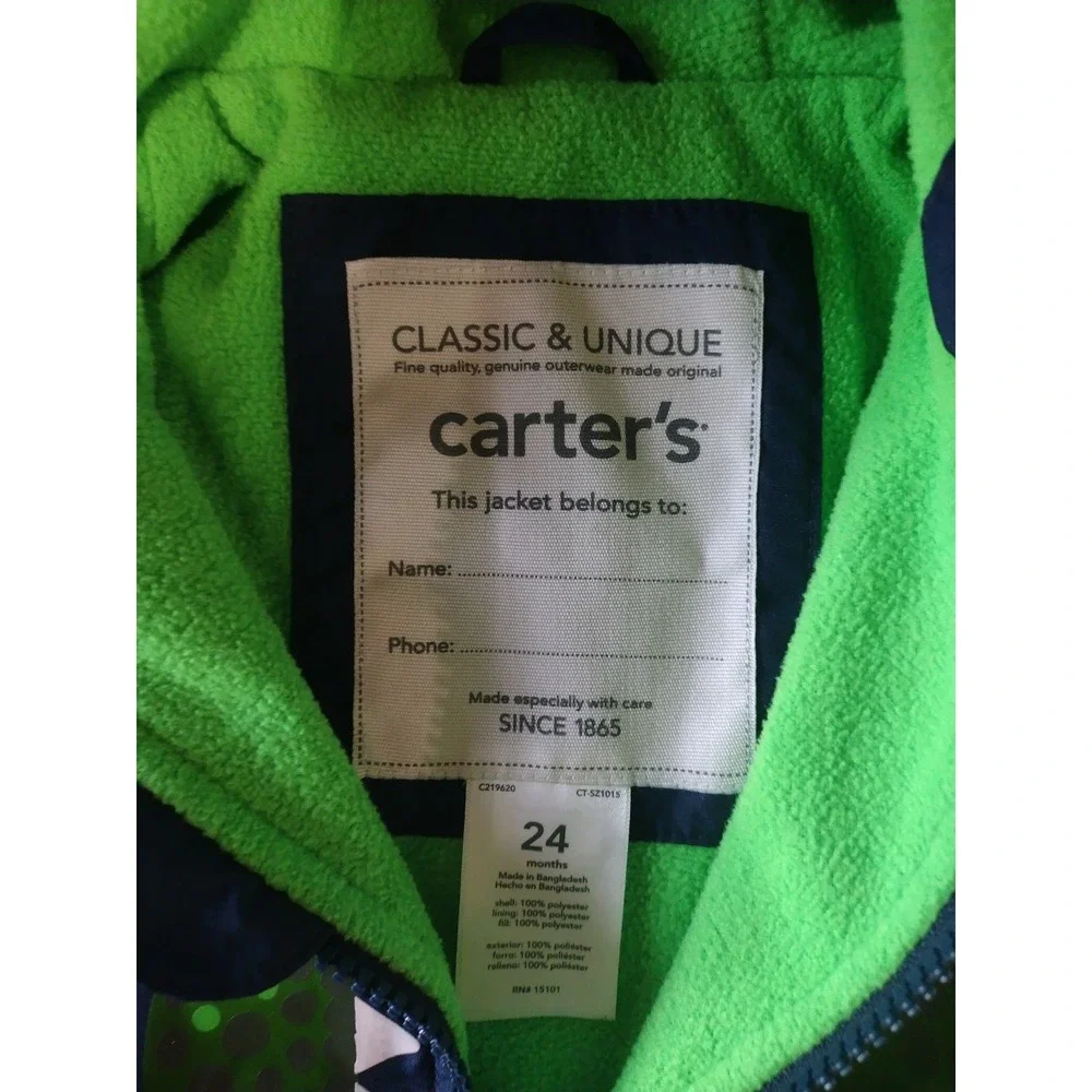Carter's boys blue dinosaur jacket size 24 months‎